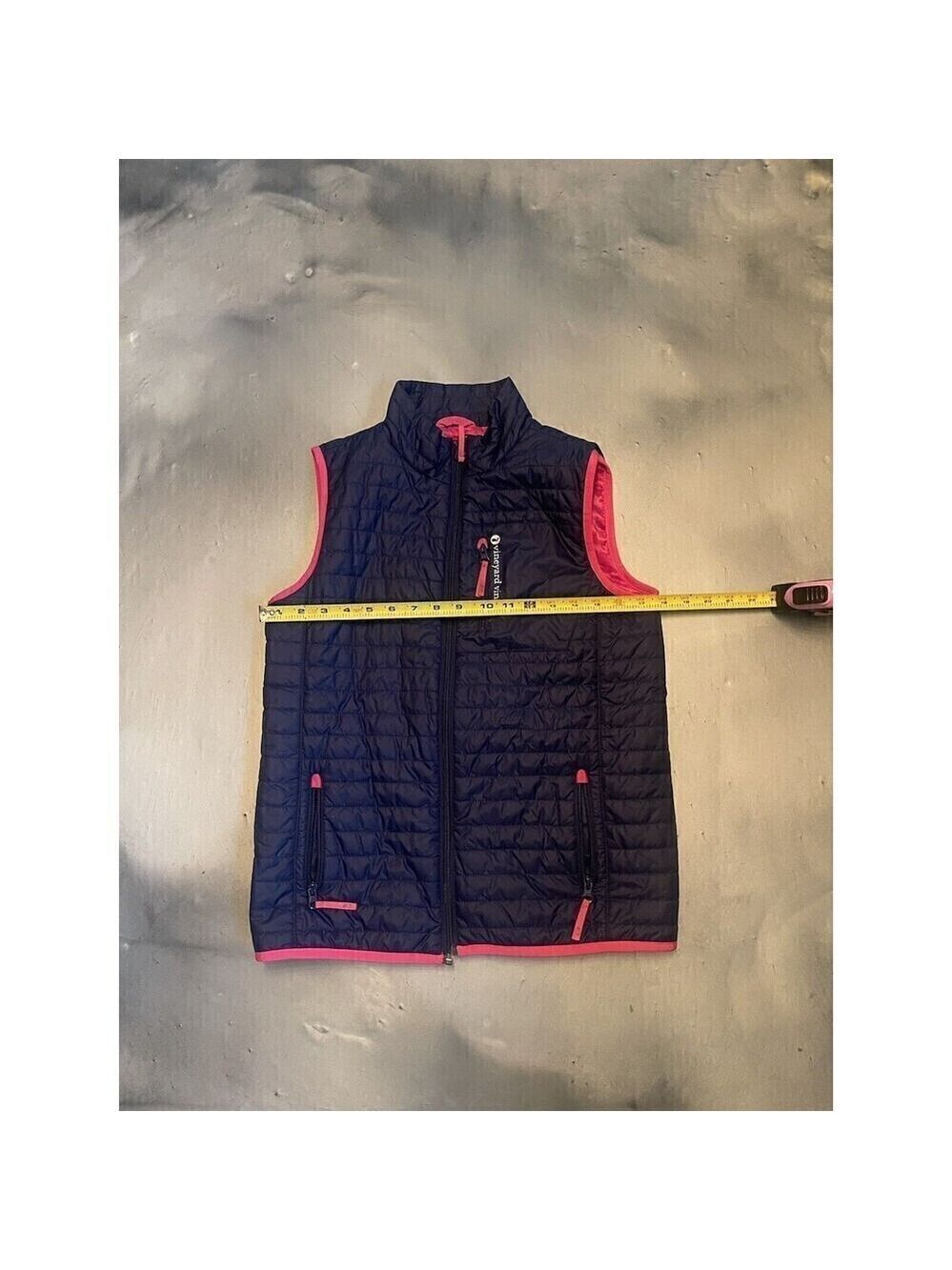 Women's Vineyard Vines Puffer Vest Zip Up Size Medium M Navy Pink - Picture 7 of 11